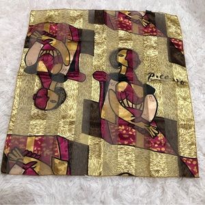 Pablo Picasso Spanish Painter Cubism Style Art Silky Scarf Red Gold